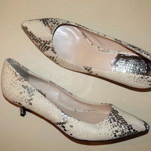 Vince Camuto Cream Snakeskin Kitten Heel